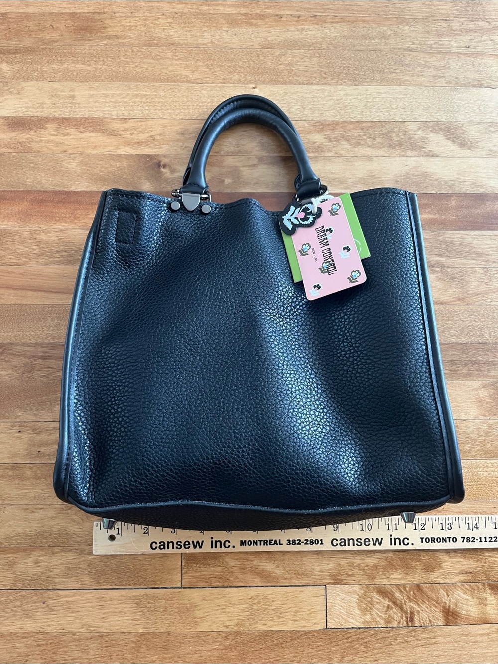 Black Pebbled Vegan Leather Tote Bag - Designer Style